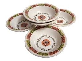 Vintage Syracuse China Restaurant Ware Coral N&#39; Jade 6.5&quot; Cereal Bowls -Set of 5 - £26.10 GBP