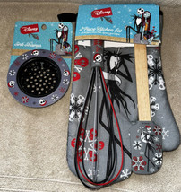 3pc Set Oven Mitt Spatula Whisk Nightmare Before Christmas Jack + Sink Strainer - £17.51 GBP