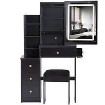 Small Vanity Table with LED Mirror &amp; Outlets - €156,44 EUR