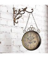 Vintage Decorative Double Sided Metal Antique Style Station  Wall Clock - $74.33 CAD