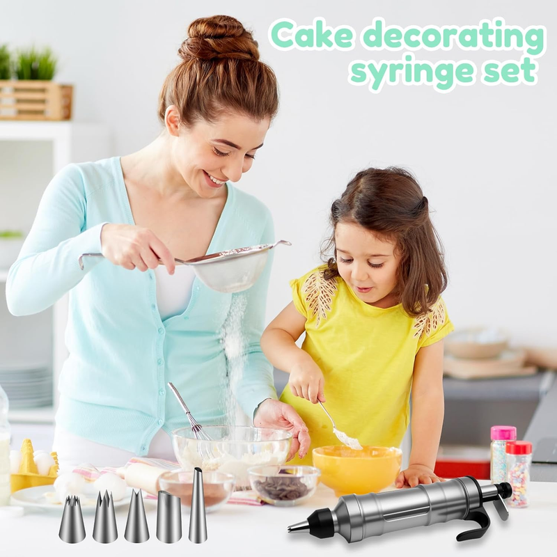 13 Pcs Dessert Decorating Syringe Set with 6 Nozzles 3 Cream Scrapers Complete C Item image 9