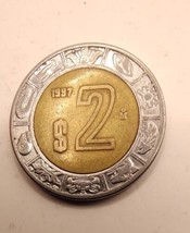 Mexico 1997 2 Pesos Bi-Metallic Mexican Coin - $2.25