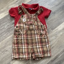 Cradle Togs Monkey Construction Builders  Red/Brown Overalls Sweater 24 Mo - $24.70