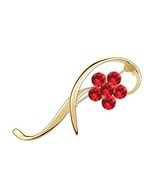 Crystal flower elegant Golden Alloy Broch - Red - $14.99