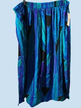 Sharon Anthony Woman tropical blue elastic waist maxi skirt pockets NEW 24W - $42.43