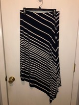 Chicos Size 1 Medium Black &amp; White Striped Asymetrical Skirt Pull On EUC USA - £8.52 GBP
