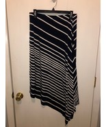 Chicos Size 1 Medium Black &amp; White Striped Asymetrical Skirt Pull On EUC... - $203.67 MXN
