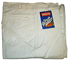 Levi&#39;s Fresh Produce Vtg Usa Pure White 32W Disco Era 70s Pants New w/Tags Nos!! - £79.92 GBP