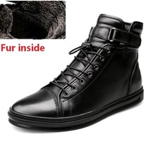 Big Size 38-48 Mens Casual shoes Genuine Leather High top Winter Shoes Lace up A - £83.42 GBP
