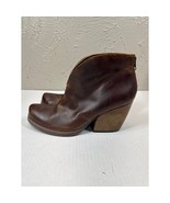 Korks Kork Ease Brown Leather Booties Heeled Slip On Biker Moto Womens S... - $932.02 MXN