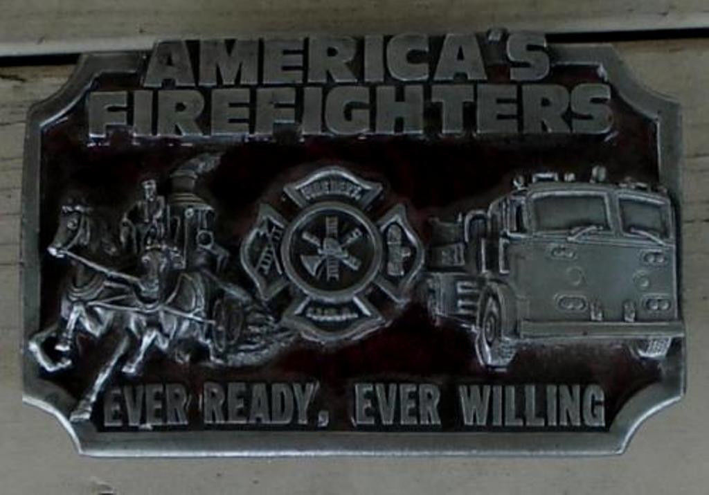 Nice Enameled Pewter American Firefighter Buckle, VG CONDITION - $14.84