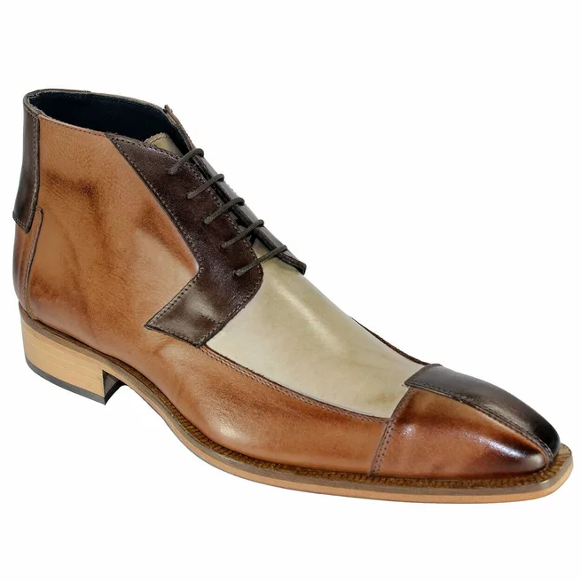 New Handmade Triple Tone Leather Formal Lace Up Ankle Dress Boots For Mens - $149.99+