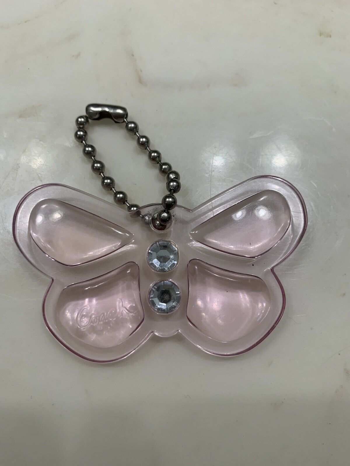 Coach Acrylic Butterfly Keychain Fob Clear Pink Jewel - $37.39