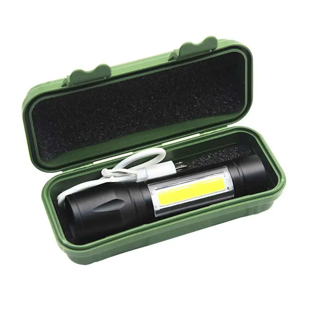 Aluminum Mini COB Zoomable Flashlight Usb Rechargeable Work Light Torch Outdoor - £8.92 GBP