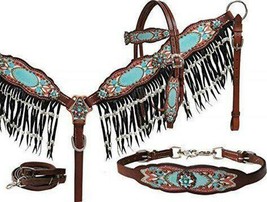 Showman Antique Inspired Print Overlay Headstall, Breast and - $149.00