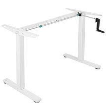 VIVO White Manual Height Adjustable Stand Up Desk Frame Crank System - £197.34 GBP