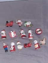 Lot of Vintage Mini Ceramic Hanging Christmas Tree Ornaments .75&quot; to 1.75&quot; - £15.22 GBP