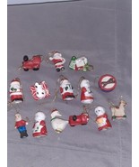Lot of Vintage Mini Ceramic Hanging Christmas Tree Ornaments .75&quot; to 1.75&quot; - £14.93 GBP