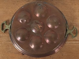 Vtg Primitive Antique Copper Brass Handles French Country Egg Poacher Mo... - $79.19