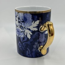 Hallmark Patina Vie Mug Cup Serveware Decor Blue and White Flower Gold Handle - £19.08 GBP