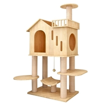 123 cm Cat Tree Tower Large Cats Wooden Condo Tall Cat Climbing Frame Unique - £208.49 GBP