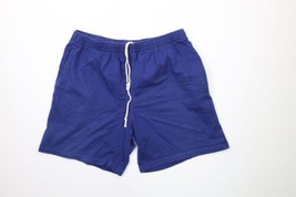Vintage 90s Streetwear Mens Large Faded Blank Above Knee Cotton Dad Shorts Blue - £35.01 GBP