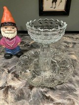 2 Tier Glass Deviled Egg Relish Party Serving Plate - $40.00