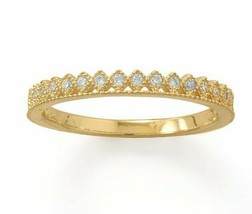14K Yellow Gold Plated 2.0Ct Diamonds Thin Crown Design Ring Womens Wedding Band - £51.04 GBP