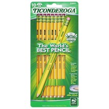 Ticonderoga Wood-Cased Pencils, Pre-Sharpened, 2 HB Soft, Yellow, 10 Count - $4.79