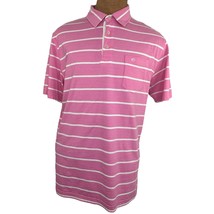 Southern Tide Men&#39;s XL Pink Striped Polo Classic Fit Short Sleeve Pocket Logo - £27.24 GBP