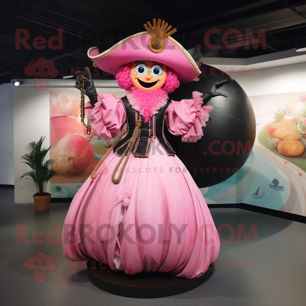 Pink Pirate mascot costume character dressed with a Ball Gown and Rings - $1,199.00