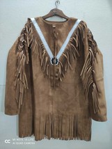 New Men Western Wear Mountain Man Buckskin Leather Jacket Shirt - $2,329.80 MXN+