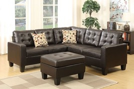 Barcelos 4-Piece Modular Sectional in Brown Bonded Leather with Ottoman - £949.55 GBP