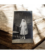 Antique Vtg Cabinet Card RPPC Young Girl Communion C1900 AZO White Dress... - $186.63 MXN