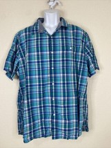 L.L. Bean Men Size XL Blue Plaid Button Up Shirt Sleeve Shirt Pocket - £5.37 GBP