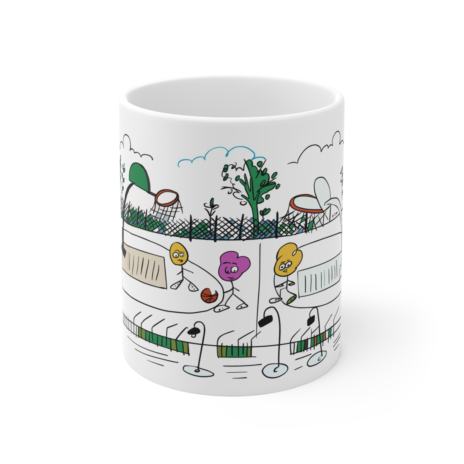 Primary image for White Coffee Mug | Score Big Every Morning with Basketball Artwork Coffee Mug | 