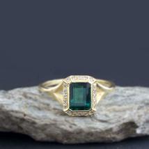 1.40Ct Brilliant Emerald Cut Green Engagement Wedding Ring 14k Yellow Gold Over - £65.01 GBP