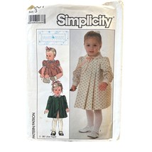 Simplicity Sewing Pattern 8201 Dress Coat Toddler Size 3 - $8.99