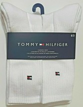 Tommy Hilfiger Men&#39;s 6-Pair Athletic Cushion Crew Socks White with Flag ... - £23.58 GBP
