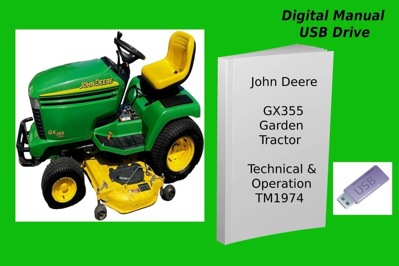 John Deere GX355 Garden Tractor Technical + Operator Manual See Description - $23.74