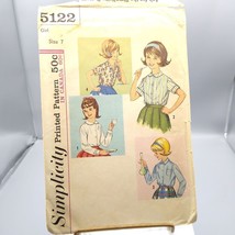 Vintage Sewing PATTERN Simplicity 5122, Girls 1963 Blouses in Three Versions - $20.32