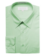 Marquis Men&#39;s Long Sleeve Regular Fit Sage Button Up Dress Shirt - L - £15.73 GBP