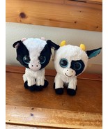 Lot of Ty Beanie Boo TySilk Black &amp; White Plush BUTTER &amp; Daisy Milk Cow ... - £22.02 GBP