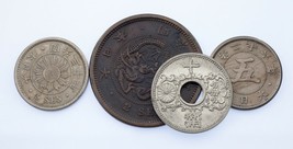 Plein De 4 Japonais Pièces 1875 - 1933 2 Sen À 10 Sen VF + À Bu - £59.25 GBP