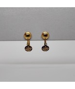 Vintage SPEBSQSA Gold Color Screw Back Split Bead Front Dangle Earrings - £39.47 GBP