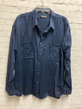 Christian Dior Monsieur Mens Button Down Shirt Pockets Blue Long Sleeve XL - £20.31 GBP