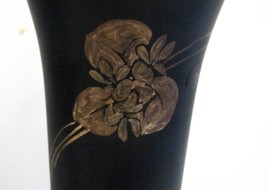 PAIR c.1920&#39;s Art Deco Black Satin TIFFIN Orchid Vases - £126.28 GBP