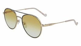 NEW Liu Jo LJ 119S 704 Gold &amp; Pewter Aviator Sunglasses with Yellow Lenses - $49.45