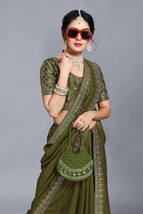 Grün Sari Bollywood Sari Bluse Designer Seide Saree Party Hochzeit Indie... - $40.34