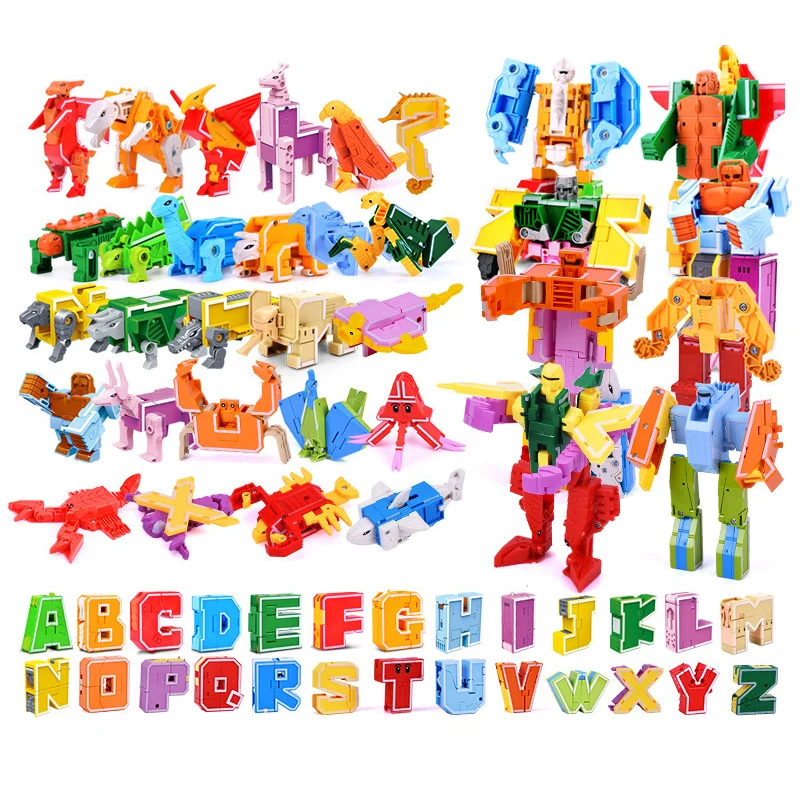 26Pcs Letter Building Blocks Transformation Robot Deform Alphabet Action Figure - £50.89 GBP